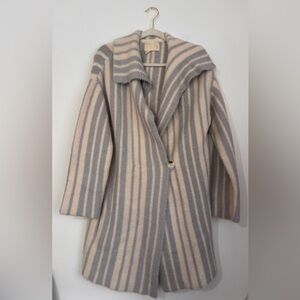 Moth by Anthropologie Gray and Cream Striped Sweater Jacket